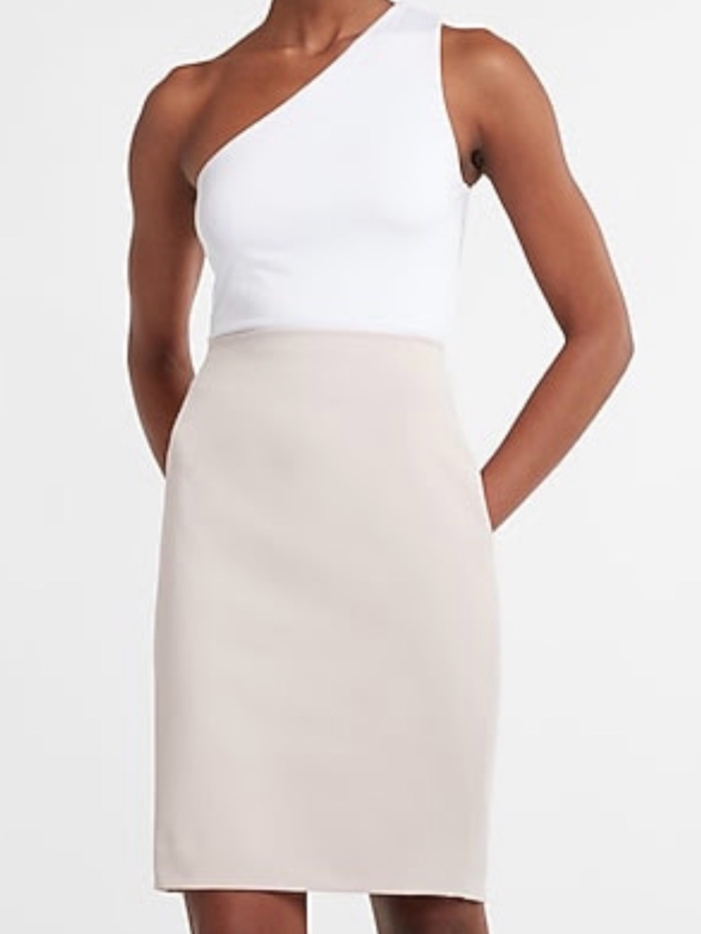 NWT Express Women's Light Pink Mini Midi Pencil Skirt Supersoft Twill 00
